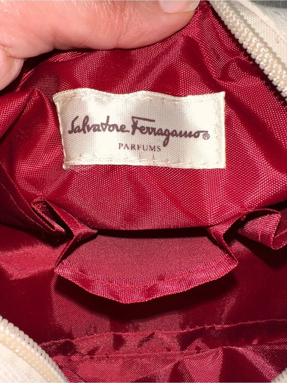 Salvatore Ferragamo Toiletry/Makeup Bag cream beige